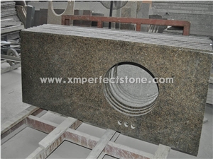 Chinese Tropical Brown Granite Vanity Top/High Polished Brown Granite Tops/China Gold Diamond Granite