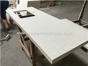 Crystal White Quartz Stone Countertop/White Quartz Kitchen Counter Top/Quartz Countertop