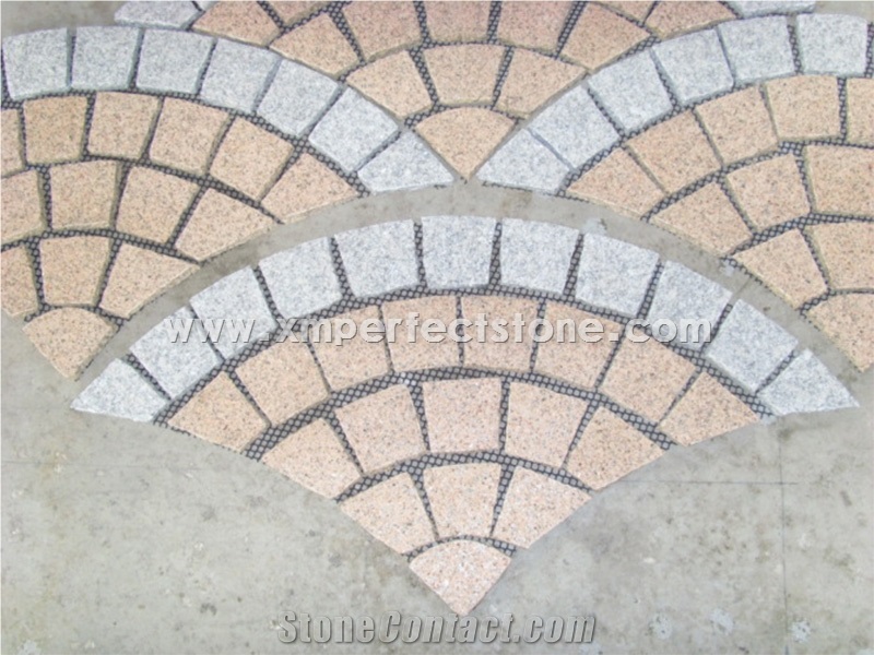 Fanshaped Granite Paver,Grey,Red,Yellow,Black Colors Cube Stone