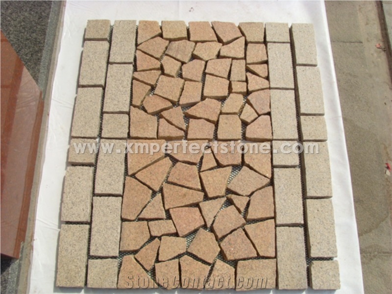 Fanshaped Granite Paver,Grey,Red,Yellow,Black Colors Cube Stone