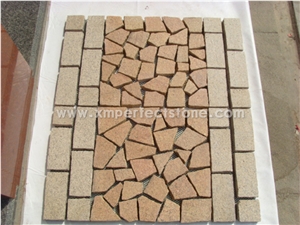 Fanshaped Granite Paver,Grey,Red,Yellow,Black Colors Cube Stone