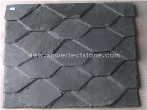 Fish Scale Shape Roof Tiles/Dark Grey Roofing Slate/Slate Roof Tiles