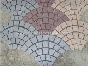 Multicolor Granite Paver with Back Mesh/Light and Dark Gray Granite Cube/Cobble Stone Granite