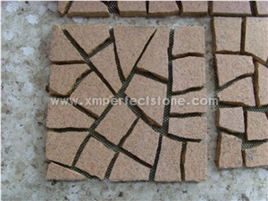 Multicolor Granite Paver with Back Mesh/Light and Dark Gray Granite Cube/Cobble Stone Granite