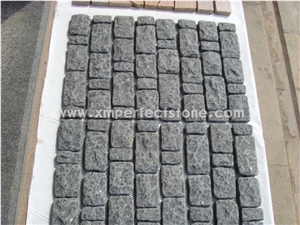 Multicolor Granite Paver with Back Mesh/Light and Dark Gray Granite Cube/Cobble Stone Granite