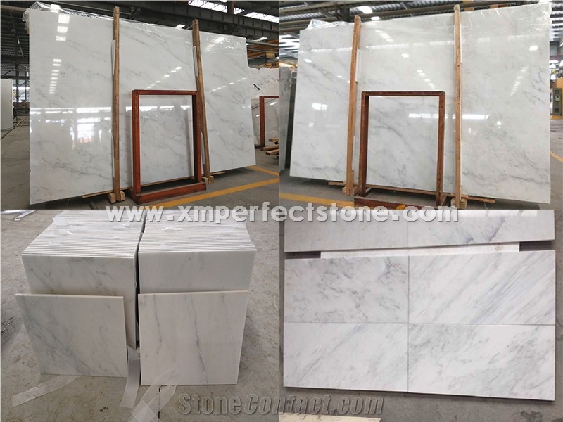 New China Statuario Marble Slabs / Oriental White Marble Tiles / Polished Marble Tiles Bathroom / Marble Slab Flooring