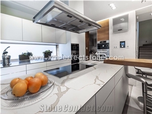 Polished Calacatta White Artificial Stone Quartz Countertops,Kicthen Countertops