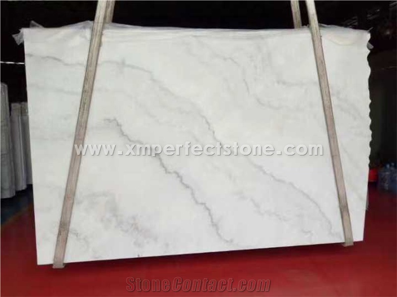 Polished Guangxi White Marble Big Slabs/China Carrara White Marble Slab/White Marble with Grey Veins