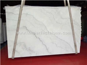 Polished Guangxi White Marble Big Slabs/China Carrara White Marble Slab/White Marble with Grey Veins