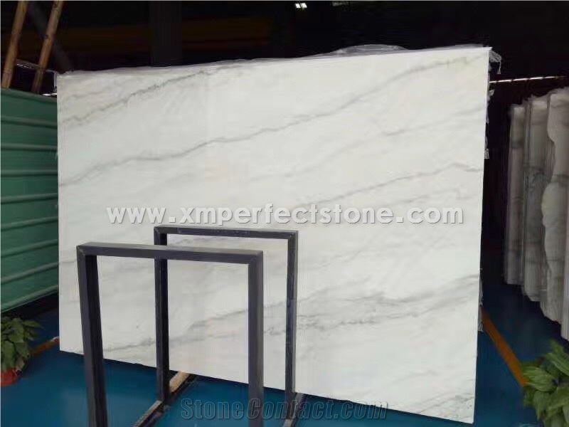 Polished Guangxi White Marble Big Slabs/China Carrara White Marble Slab/White Marble with Grey Veins