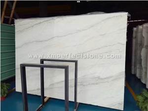 Polished Guangxi White Marble Big Slabs/China Carrara White Marble Slab/White Marble with Grey Veins