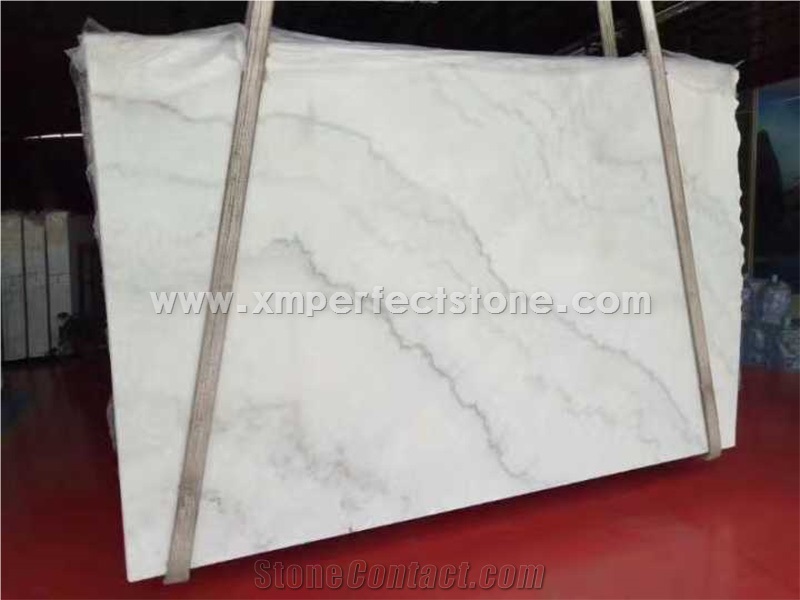 Polished Guangxi White Marble Big Slabs/China Carrara White Marble Slab/White Marble with Grey Veins
