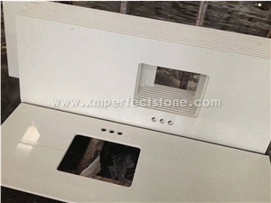 Pure White Quartz Kitchen Countertops/Pure White Quartz Kithen Island Top/Pure White Engineered Quartz Bar Tops