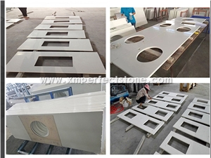 Pure White Quartz Kitchen Countertops/Pure White Quartz Kithen Island Top/Pure White Engineered Quartz Bar Tops