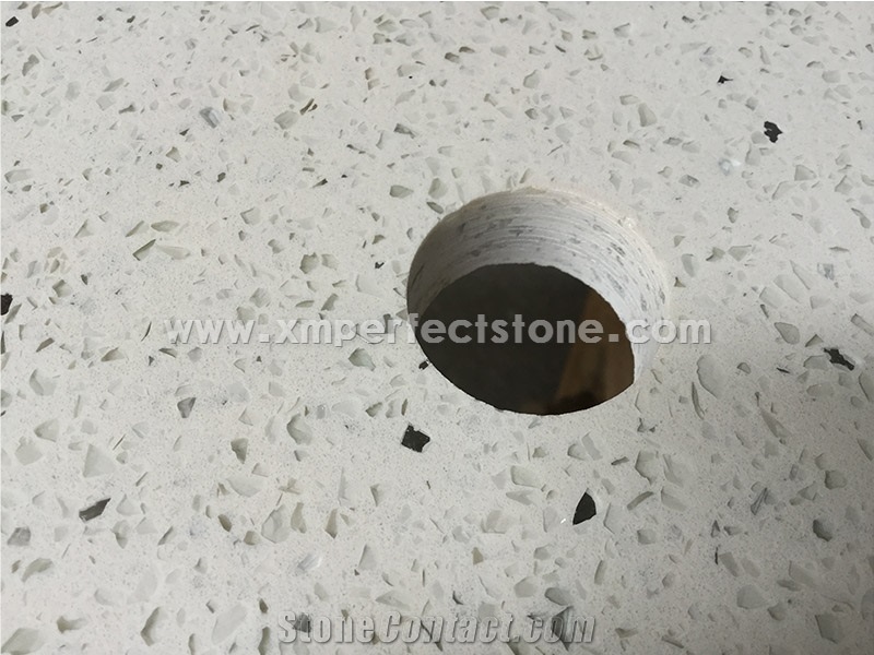 Pure White Quartz Kitchen Countertops/Pure White Quartz Kithen Island Top/Pure White Engineered Quartz Tops