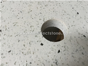 Pure White Quartz Kitchen Countertops/Pure White Quartz Kithen Island Top/Pure White Engineered Quartz Tops