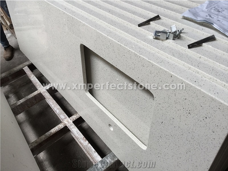 Pure White Quartz Kitchen Countertops/Pure White Quartz Kithen Island Top/Pure White Engineered Quartz Tops