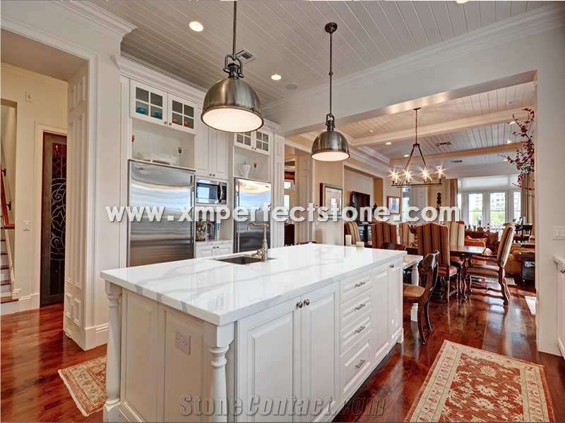 Quartz Stone Kicthen Countertops Calacatta Gold Quartz Engineered Stone Kitchen Countertop
