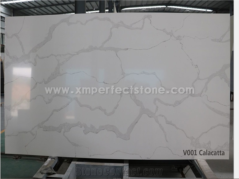 Quartz Stone Kicthen Countertops Calacatta Gold Quartz Engineered Stone Kitchen Countertop