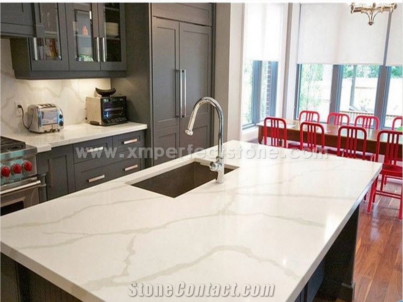 Quartz Stone Kicthen Countertops Calacatta Gold Quartz Engineered Stone Kitchen Countertop