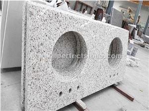 Single Sink Bathroom Vanity Top / Double Sink Quartz Vanity Tops / Beige Quartz Stone for Counter Top / Quartz Vanity Tops