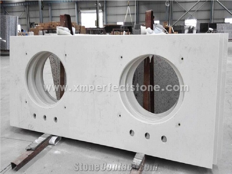 Single Sink Bathroom Vanity Top / Double Sink Quartz Vanity Tops / Beige Quartz Stone for Counter Top / Quartz Vanity Tops