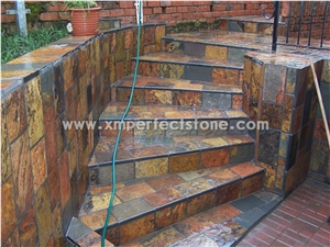 Slate Stepping Stone / Beautiful Colors Slate Stone / Gold Slate / Good Quality Rusty Slate Stone