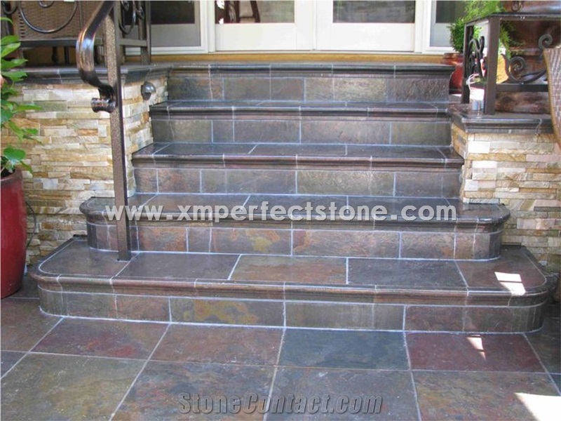 Slate Stepping Stone / Beautiful Colors Slate Stone / Gold Slate / Good Quality Rusty Slate Stone