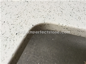 White Quartz with Broken Mirror Counter Top/White Quartz Kitchen Countertops/Crystal Quartz Top