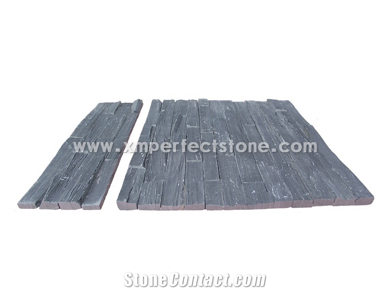 Xingzi Black Slate Cultured Stone/Split Surface Slate Tiles/Cultured Slate for Wall Cladding