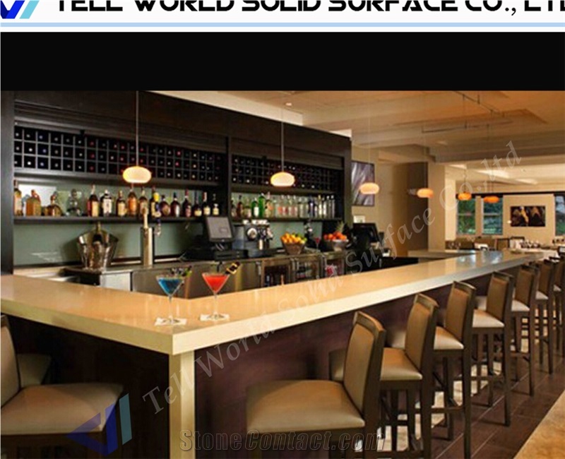 2017 Hot Selling Large Bar Counter Wooden Artificial Stone Bar Top