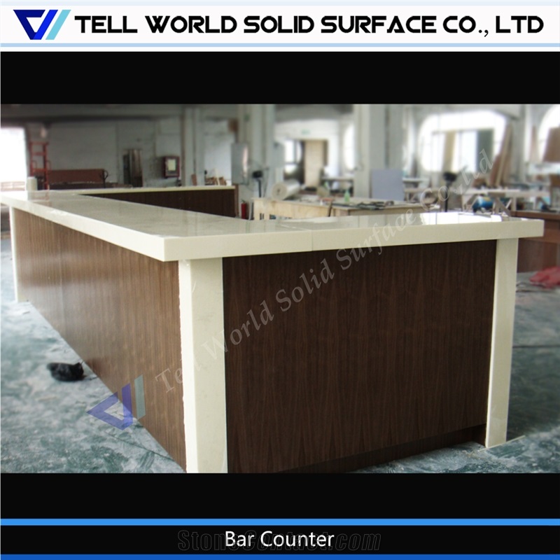 2017 Hot Selling Large Bar Counter Wooden Artificial Stone Bar Top