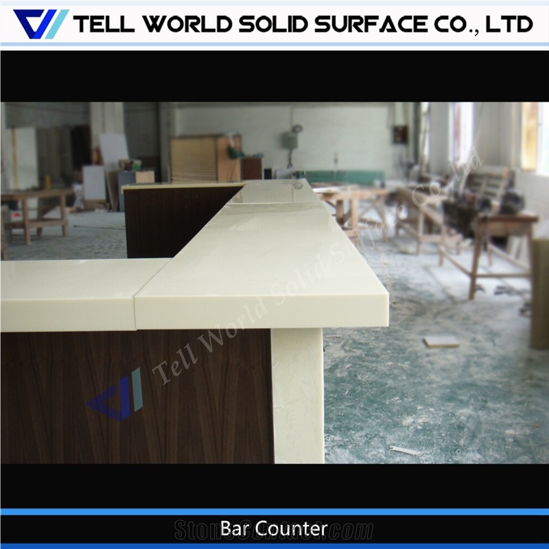 2017 Hot Selling Large Bar Counter Wooden Artificial Stone Bar Top