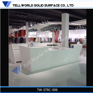 2017 Modern Custom Design Acrylic Resin Stone Solid Surface Commercial Reception Counter Desk