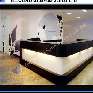 2017 Modern Custom Design Acrylic Resin Stone Solid Surface Commercial Reception Counter Desk