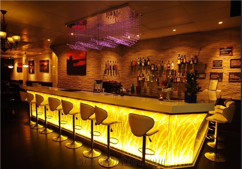 Luxury Artificial Marble White Simple Design Acrylic Solid Surface Coffee Bar Counter
