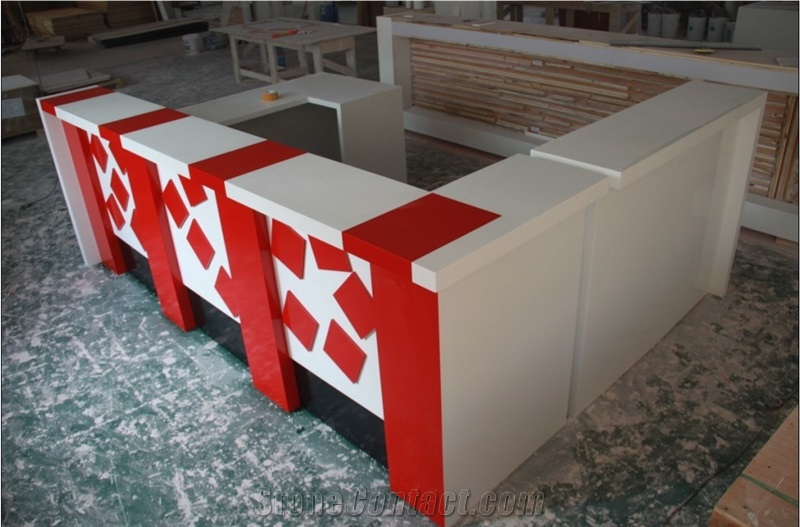 Luxury Artificial Marble White Simple Design Acrylic Solid Surface Coffee Bar Counter