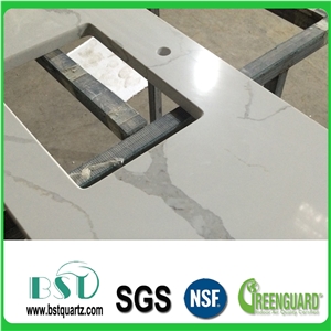 High Quality Calacatta White Marble Looking Quartz Stone Polished Vanity Top,Engineered Stone Artificial Marble Bath Top