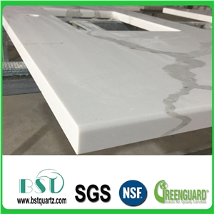 High Quality Calacatta White Marble Looking Quartz Stone Polished Vanity Top,Engineered Stone Artificial Marble Bath Top