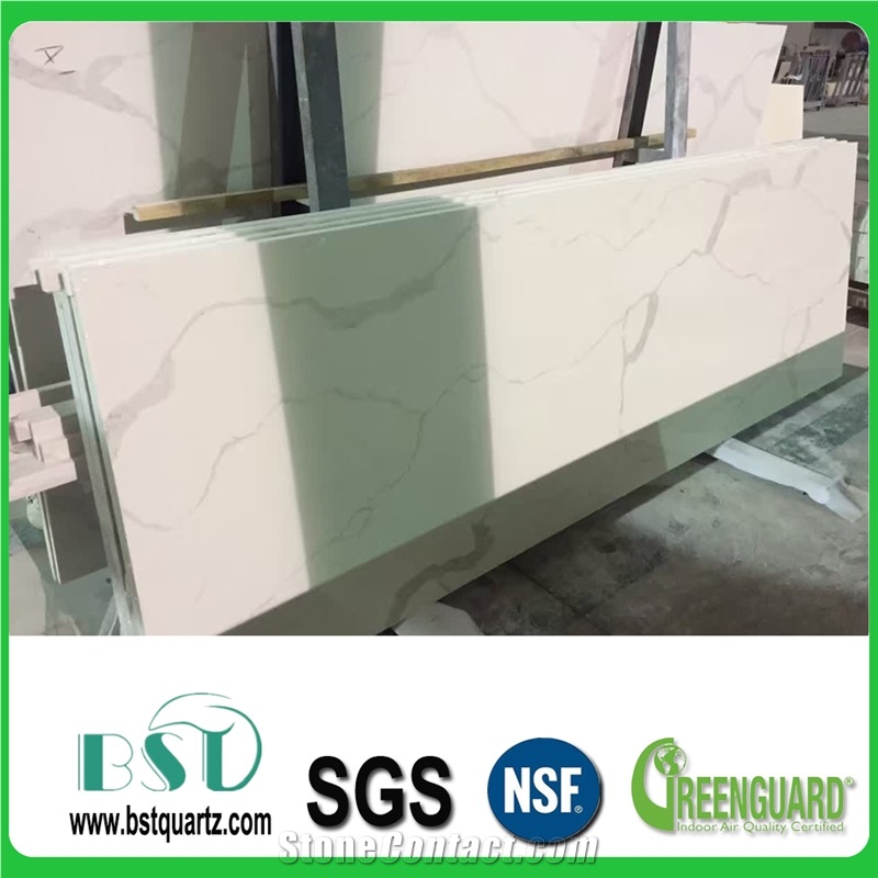 High Quality Calacatta White Marble Looking Quartz Stone Polished Vanity Top,Engineered Stone Artificial Marble Bath Top