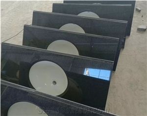 China Absolute Black Granite Vanity Tops,Absolute Black Granite Bathroom Countertop& Black Custom Vanitytop/Dark Black Bathroom Vanity Tops/Natural Stone Bath Tops