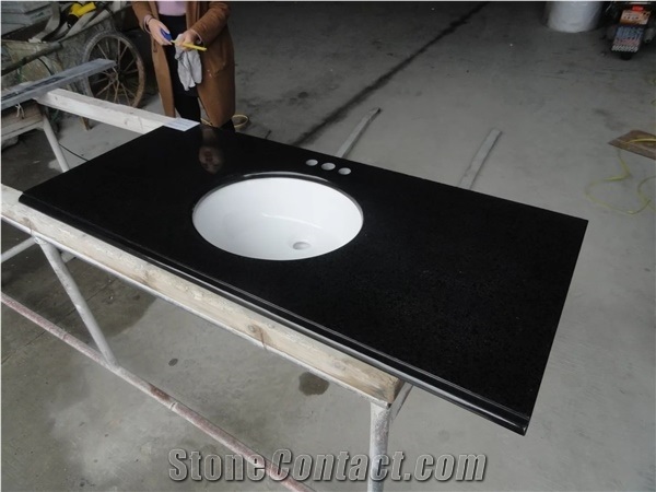 China Absolute Black Granite Vanity Tops,Absolute Black Granite Bathroom Countertop& Black Custom Vanitytop/Dark Black Bathroom Vanity Tops/Natural Stone Bath Tops