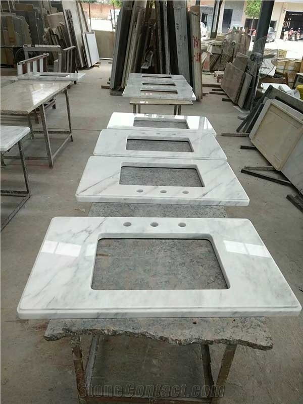 Cheap Polished China Orient White Marble Bathroom Vanity Tops, Bathroom Countertops