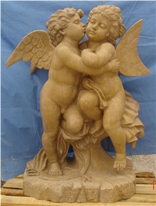 China Nature Marble Stone Boy and Girl Garden Statue Sculpture Ideas