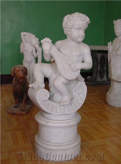 China Nature Marble Stone Boy and Girl Garden Statue Sculpture Ideas
