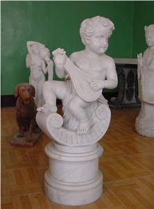 China Nature Marble Stone Boy and Girl Garden Statue Sculpture Ideas