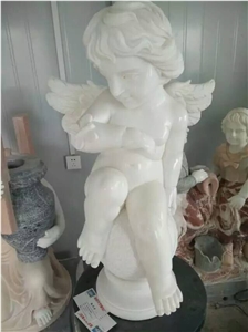 Factory Wholesale China White Marble Nude Young Boy Angel Sculptures
