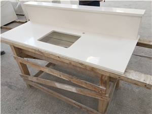 Polished China Pure White Quartz Bathroom Countertops, Bathroom Vanity Tops, Quartz Stone Vanity Tops