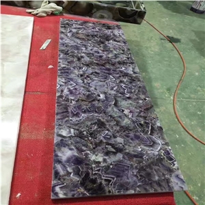 Backlit Amethyst Purple Quartz Stone for Table Tops