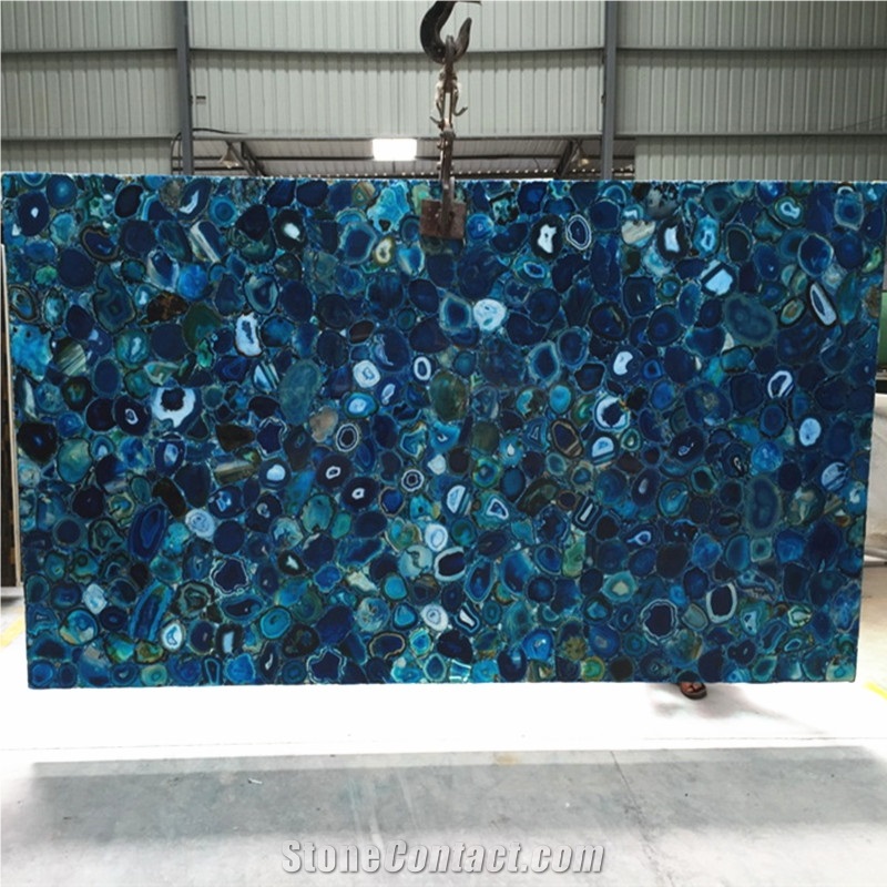 Backlit Blue Onyx Stone Blue Gemstone Semiprecious Stone Slab